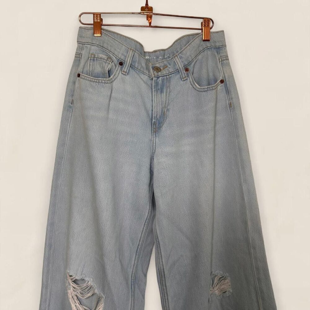 Old Navy light wash Mid rise Baggy Wide Leg "Maria Destroy" jeans | size 2 - Picture 5 of 8